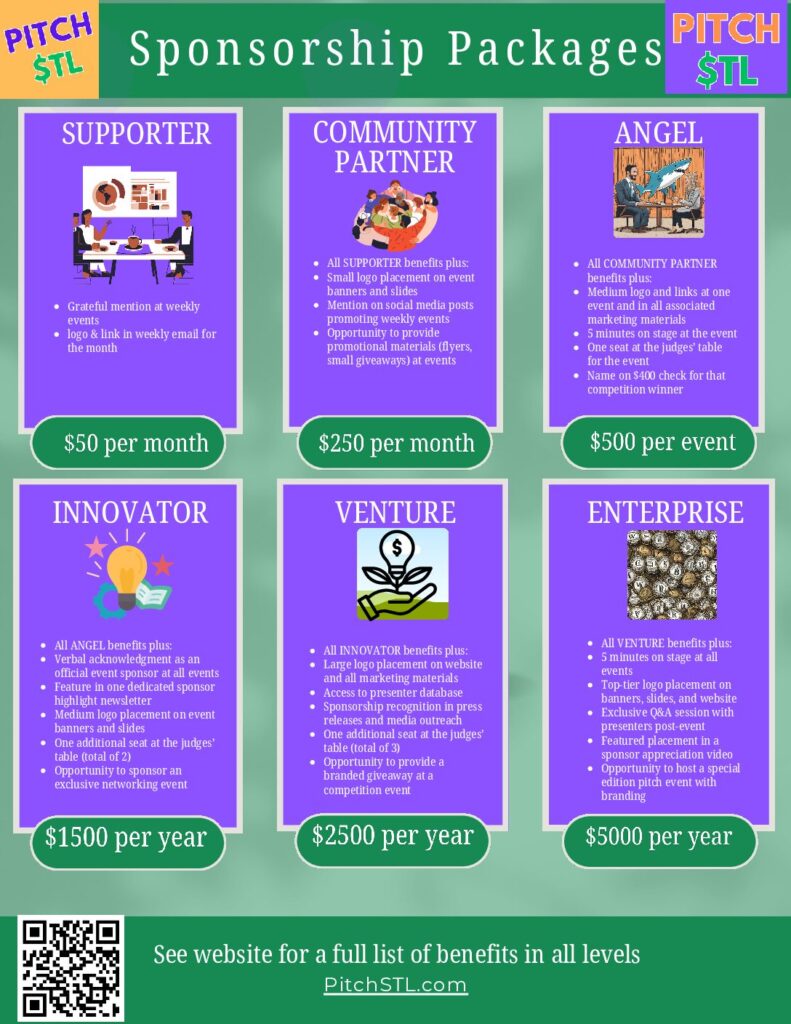 Sponsorship package options with pricing details.